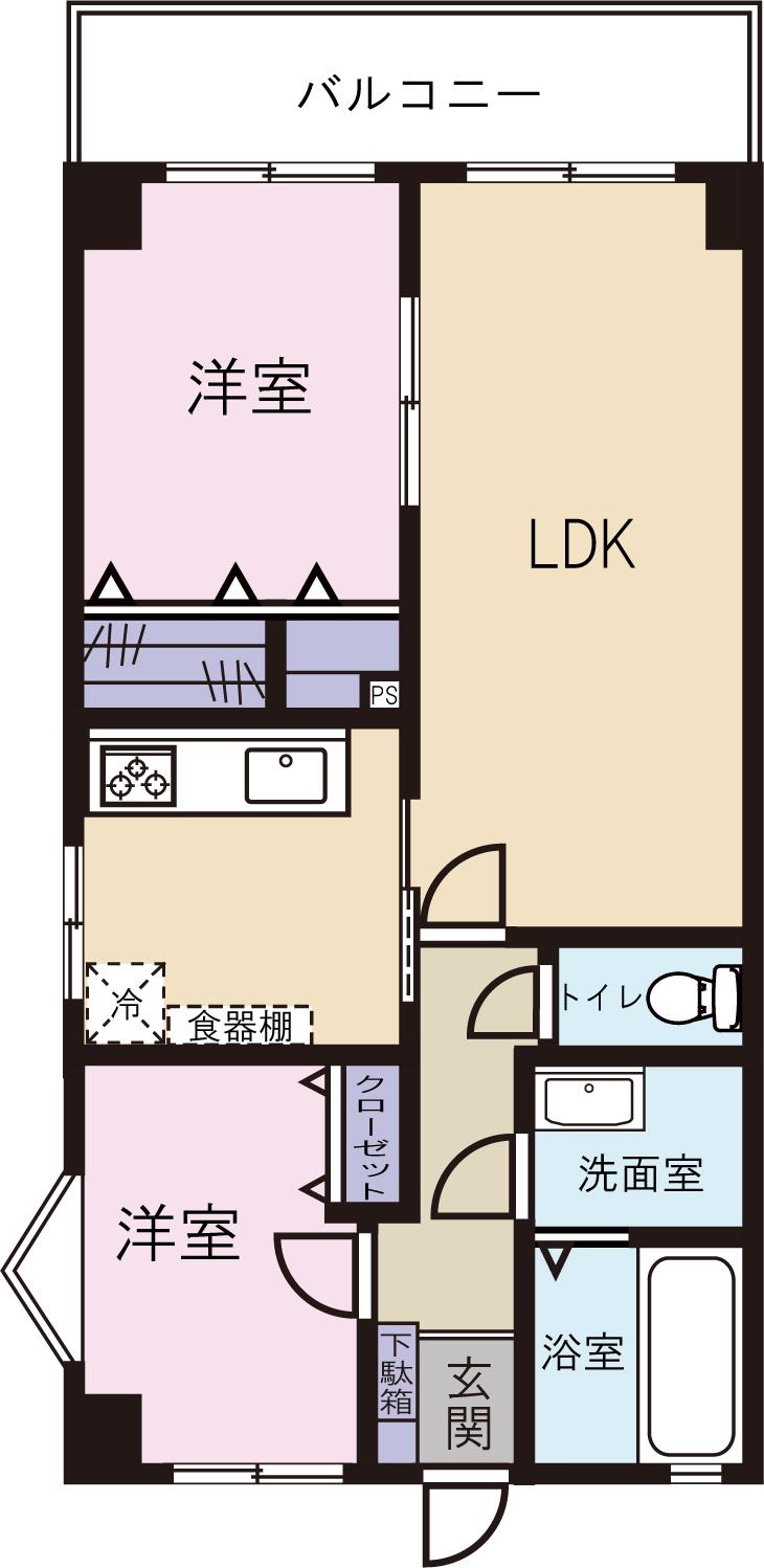 アーバンワコー(2LDK/4階)の間取り写真