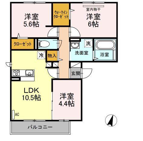 ソレイユ・ルヴァン I(3LDK/3階)の間取り写真