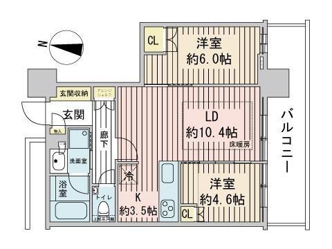 ライオンズタワー札幌(2LDK/20階)の間取り写真