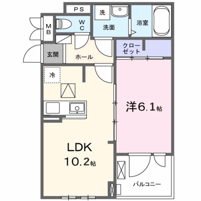 VILLA PURUMIE(1LDK/1階)の間取り写真