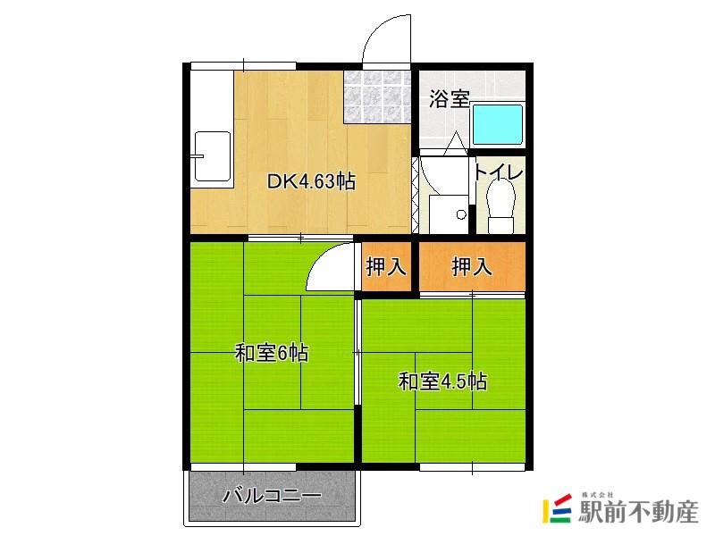 鍋島ハイツ(2DK/2階)の間取り写真