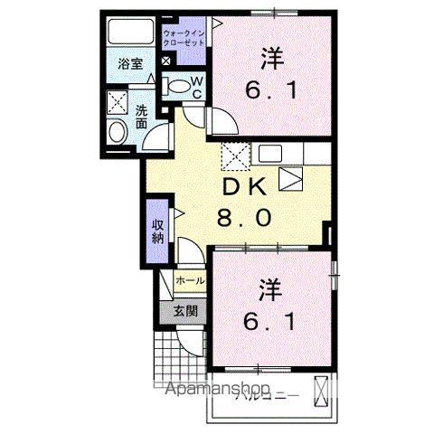 里野香 東館(2DK/1階)の間取り写真