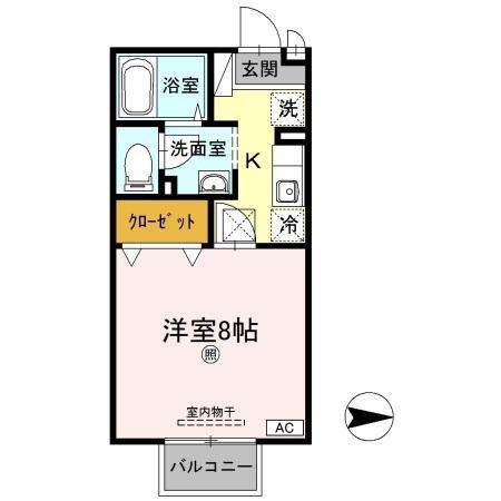 シャトレーワタナベIII(1K/1階)の間取り写真
