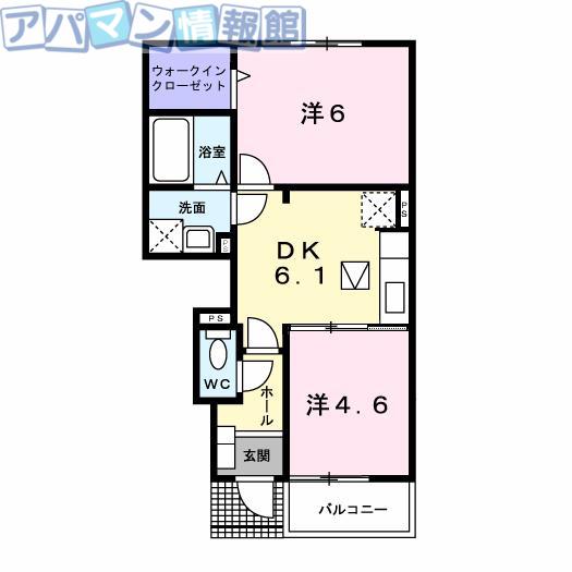 ボニートブローテ(2DK/1階)の間取り写真