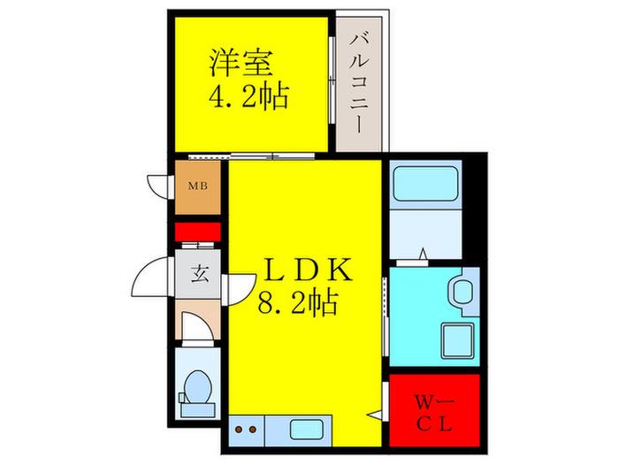 大阪モノレール本線 沢良宜駅 徒歩10分 3階建 築2年(1LDK/1階)の間取り写真