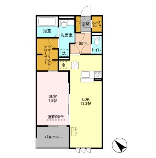 リシェスⅡ(1LDK/1階)の間取り写真