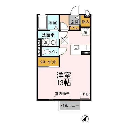 アンオアシス(ワンルーム/1階)の間取り写真