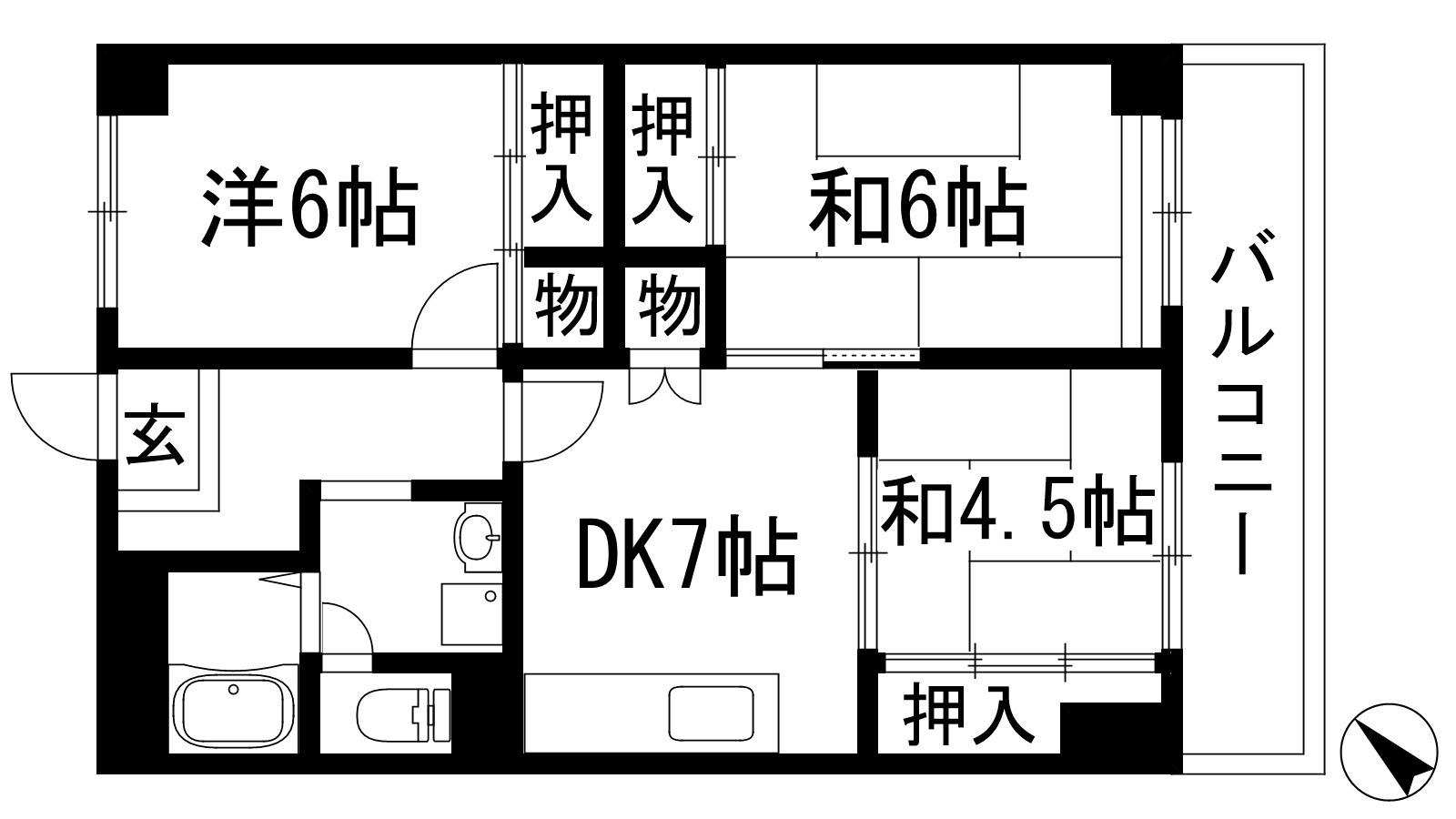 川西宝泉ビル(3DK/4階)の間取り写真