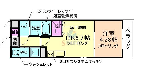 ガレリア大阪空港(1DK/3階)の間取り写真