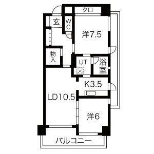 ソレイユ徳川(2SLDK/4階)の間取り写真