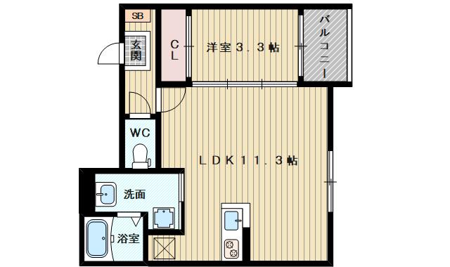 DIIRA下新庄(1LDK/3階)の間取り写真