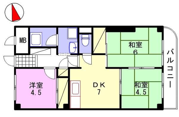 ハイツ和光(3DK/3階)の間取り写真