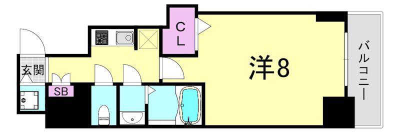 S-RESIDENCE谷町五丁目(1K/7階)の間取り写真