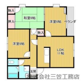 クイーンズコートA(3LDK/2階)の間取り写真