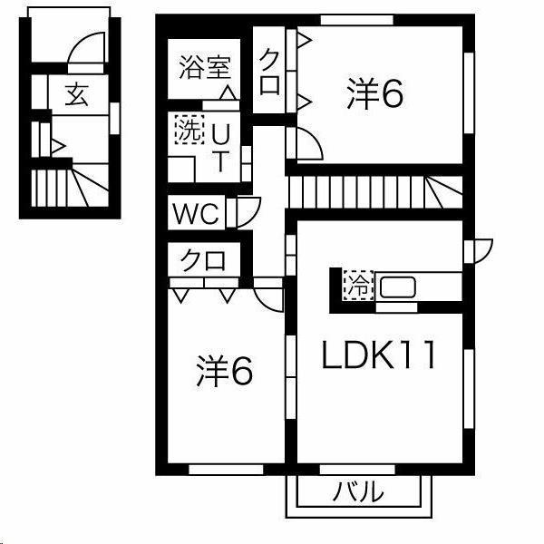 ウィステリア(2LDK/2階)の間取り写真