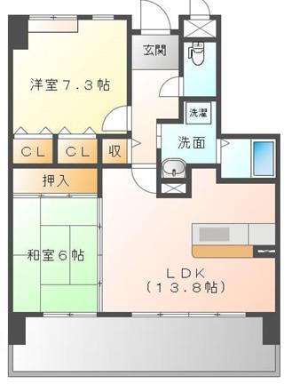 ベーセ・ベージェ西今宿(2LDK/3階)の間取り写真