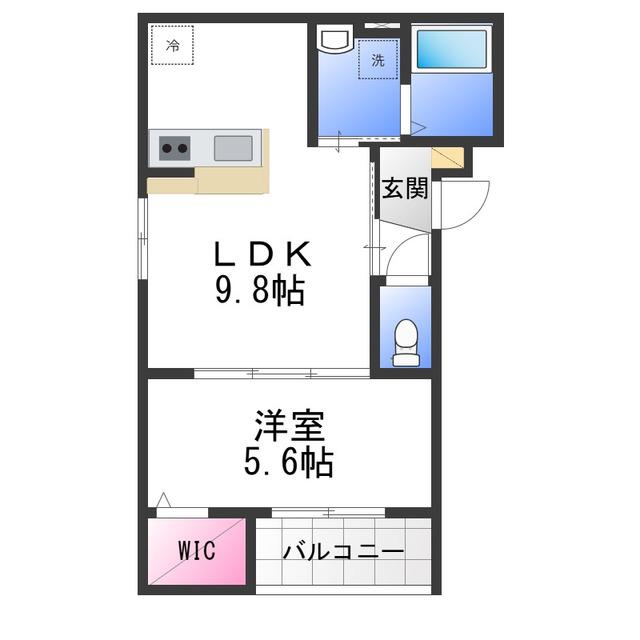 RAFFINE貝塚(1LDK/2階)の間取り写真