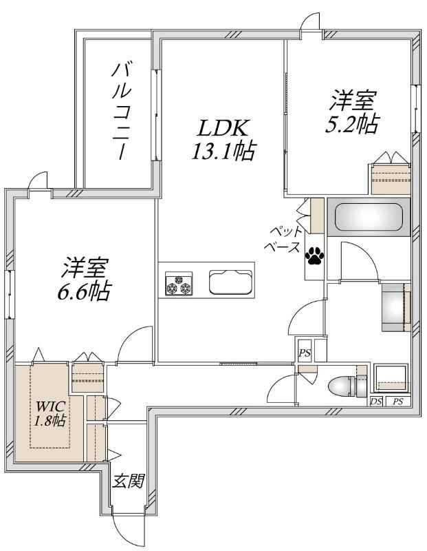 ヘーベルメゾン アトル(2LDK/2階)の間取り写真