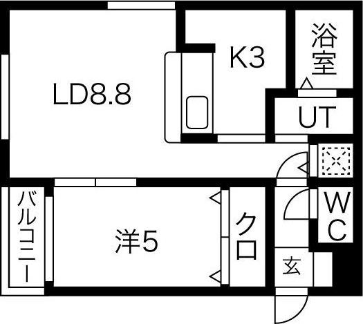 APRICOUR I(1LDK/3階)の間取り写真