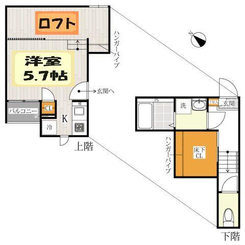 CB浦和美園エルジュ(1K/1階)の間取り写真