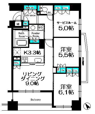 パークキューブ京王八王子II(2SLDK/12階)の間取り写真