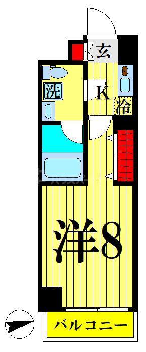 RELUXIA墨田八広(1K/4階)の間取り写真