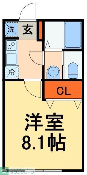 フォレストツインハウスS棟(1K/2階)の間取り写真