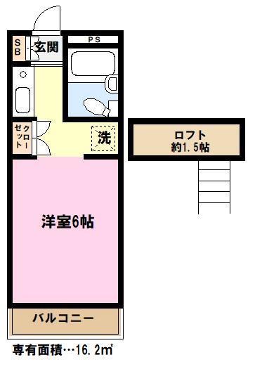サンヒルズ川口(1K/3階)の間取り写真