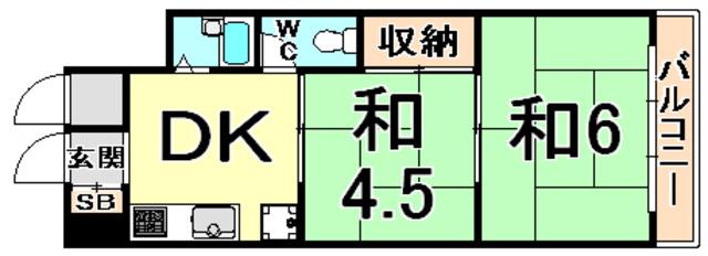 飛鳥グランドパレス(2DK/3階)の間取り写真