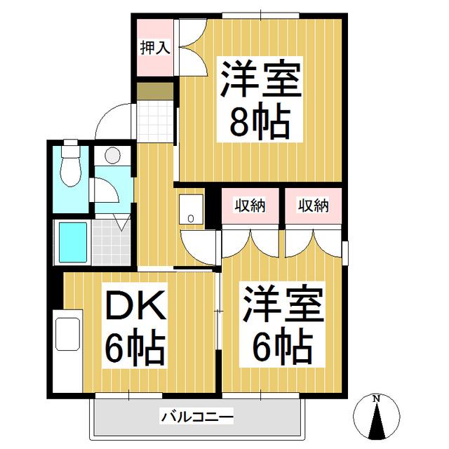 須坂ガーデンヴィラ C棟(2DK/1階)の間取り写真