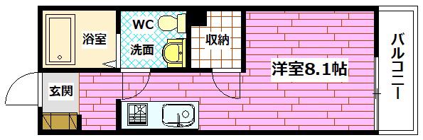 トワスール船越(ワンルーム/1階)の間取り写真