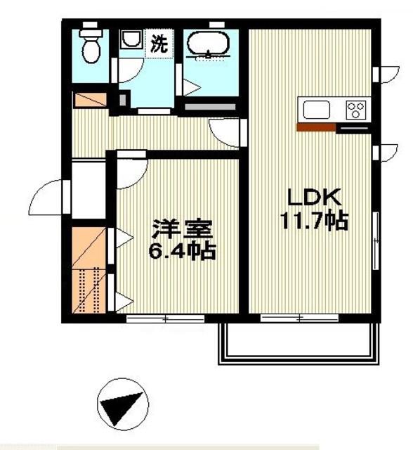 LARGO DE CUATRO(1LDK/2階)の間取り写真