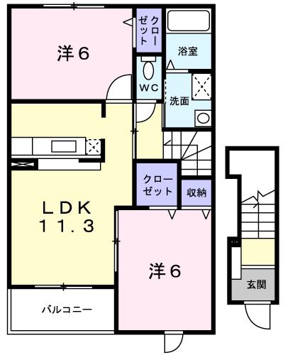スリズイエ(2LDK/2階)の間取り写真