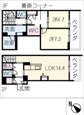 シャーメゾン ラ テラ(2LDK/3階)の間取り写真