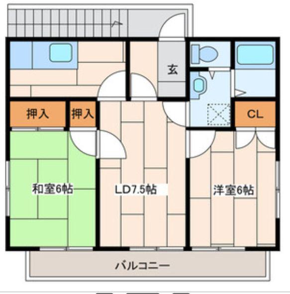 横川アパート(3K/2階)の間取り写真