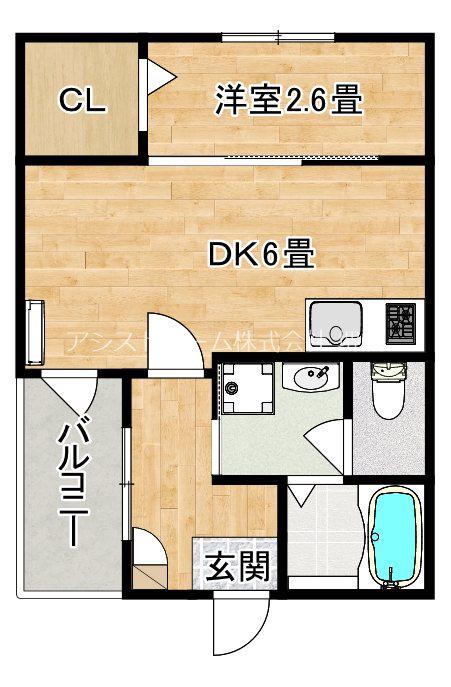 賑町シーエム・ディス(1LDK/2階)の間取り写真