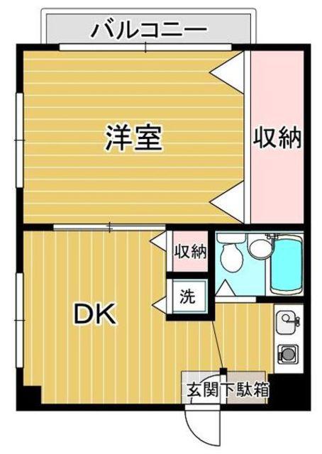 SAビル(1DK/3階)の間取り写真