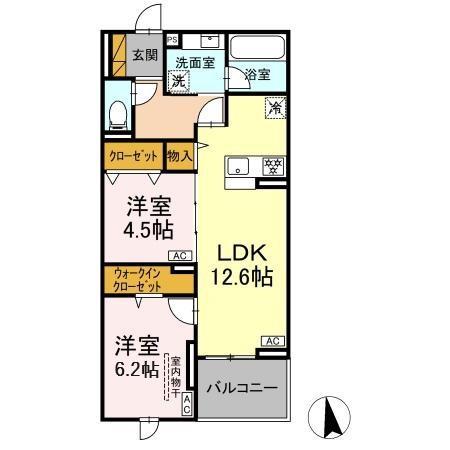ラ・ペッシュ(2LDK/2階)の間取り写真