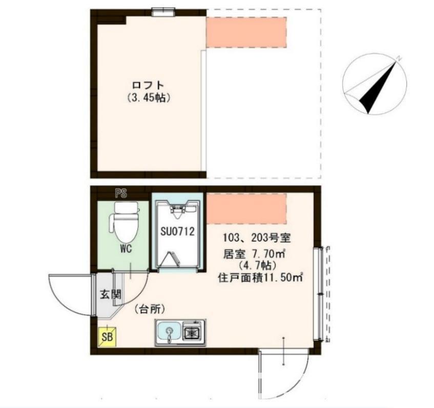 アミーゴ平井(ワンルーム/1階)の間取り写真