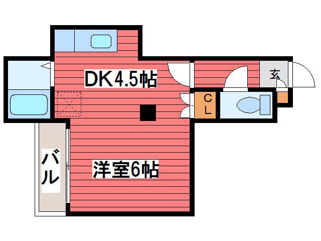 ハーベストV(1K/3階)の間取り写真