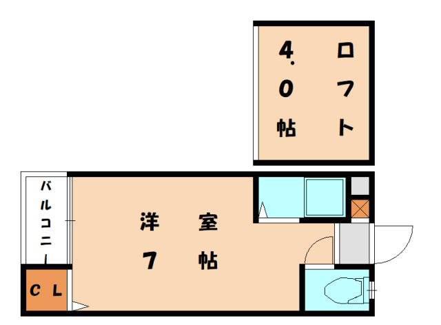 アーサー宗像(ワンルーム/2階)の間取り写真