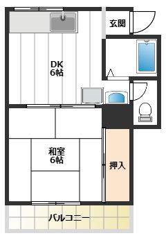 コーポ橋本(1DK/2階)の間取り写真