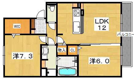 MAISON DE FLEUR 楠葉 ローズ(2LDK/2階)の間取り写真