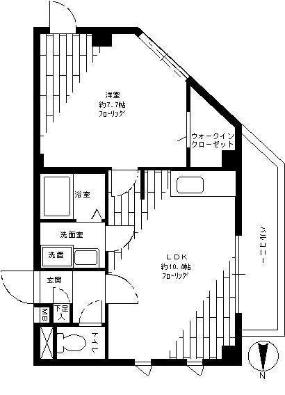 グランジャー深沢(1LDK/2階)の間取り写真