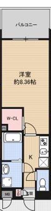 LUXE難波南(1K/2階)の間取り写真