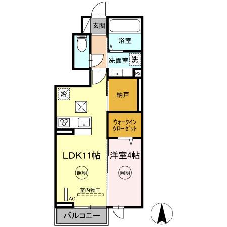 D-ROOM徳益駅前(1LDK/1階)の間取り写真