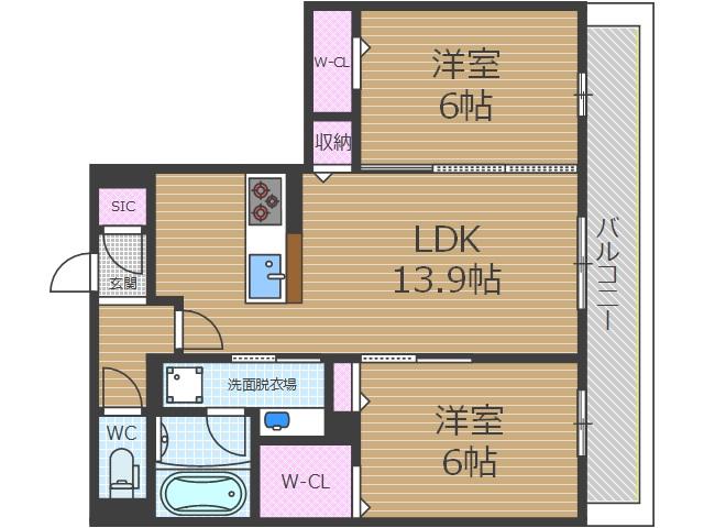 ラヴィエール南茨木Ⅰ(2LDK/3階)の間取り写真