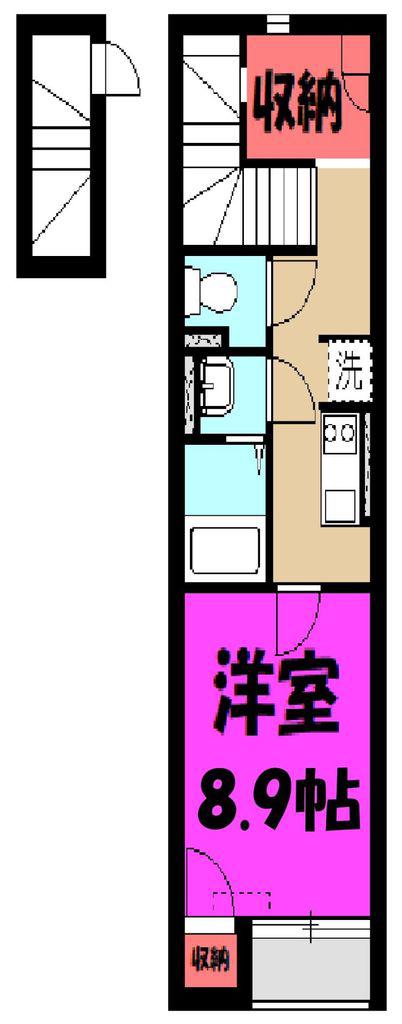 スィングアイランド(1K/2階)の間取り写真