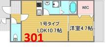スクエアプレイス豊中(1LDK/3階)の間取り写真