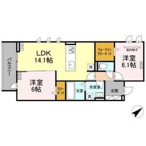 グレイスガーデン赤渋(2LDK/2階)の間取り写真